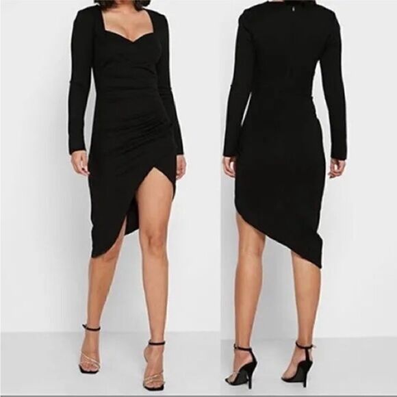 Lavish Alice NWT Sweetheart Neck Asymmetrical Hem Long Sleeve Cocktail Dress 6 - Picture 2 of 5